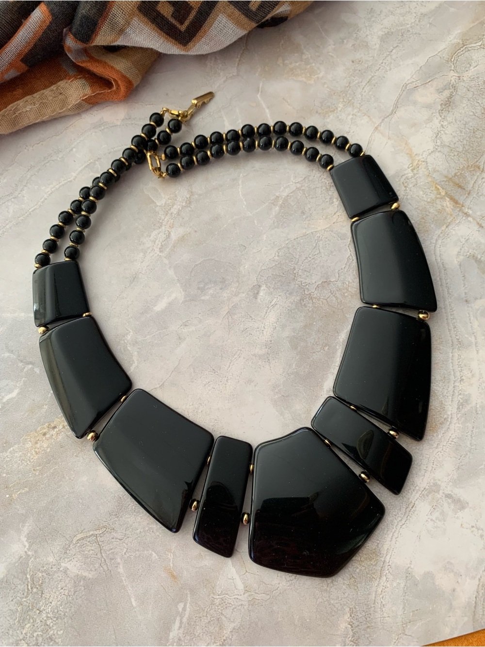 Napier Jet Black Statement Necklace Vintage